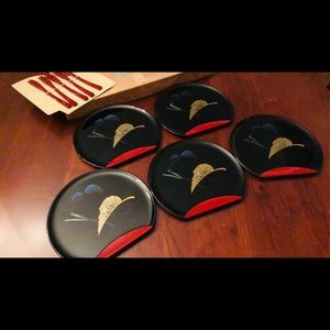 Japanese Kansai Urushi lacquer plate set EUC